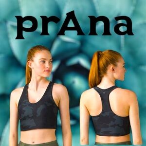 prAna Momento Reversible Crop Top in Black Camo